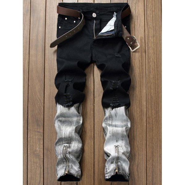 ripped painted jeans