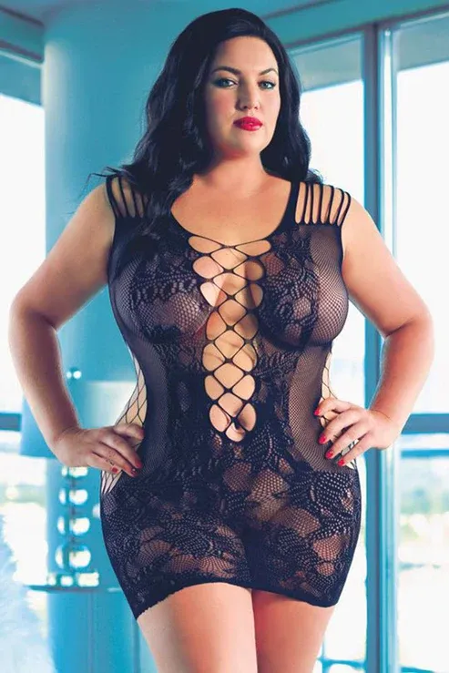 Scandal Peek-A-Boo Black Mini Dress OSXL