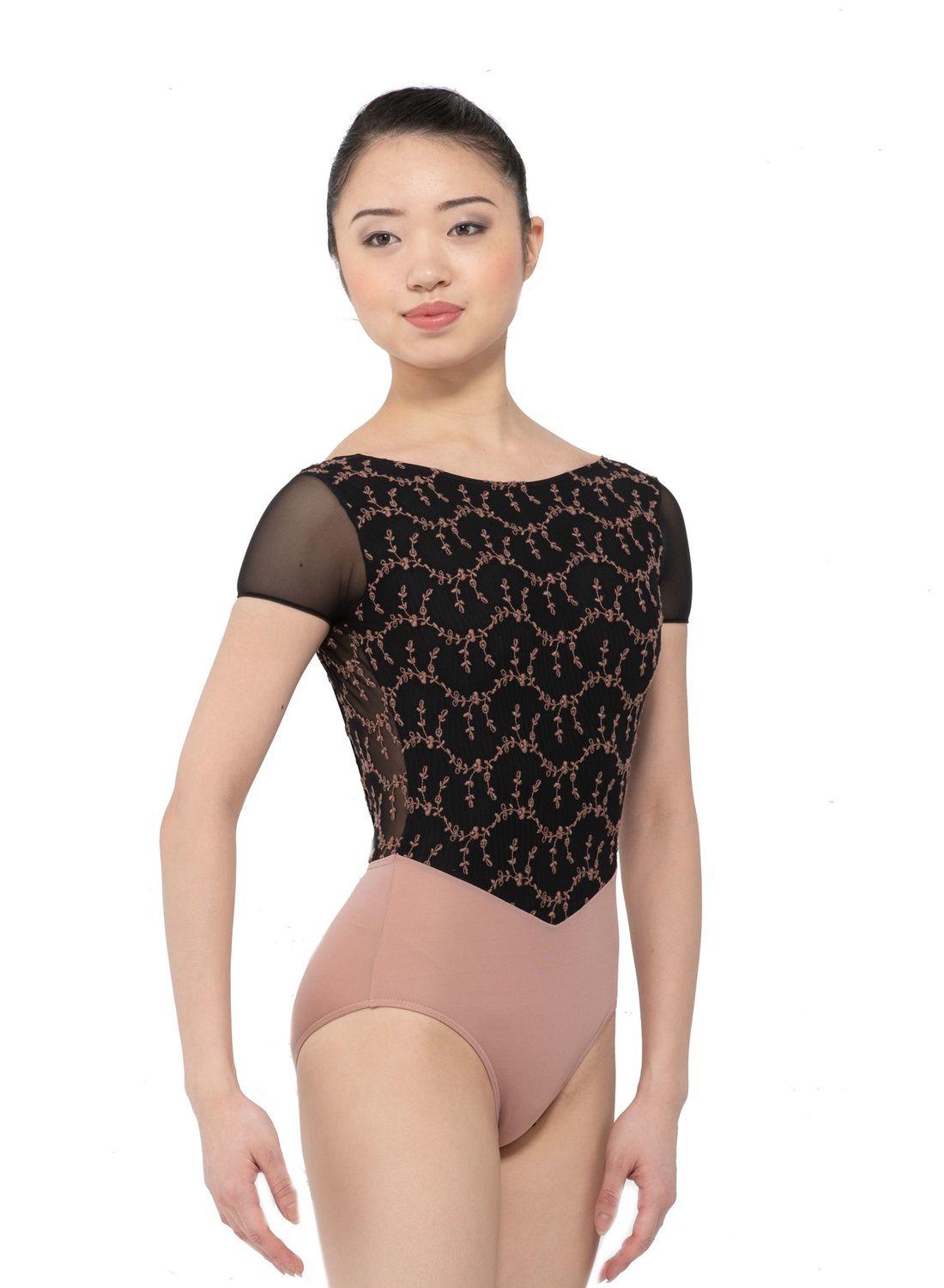 Ballet Rosa Coralie Leotard Noir with Gris XLarge 44
