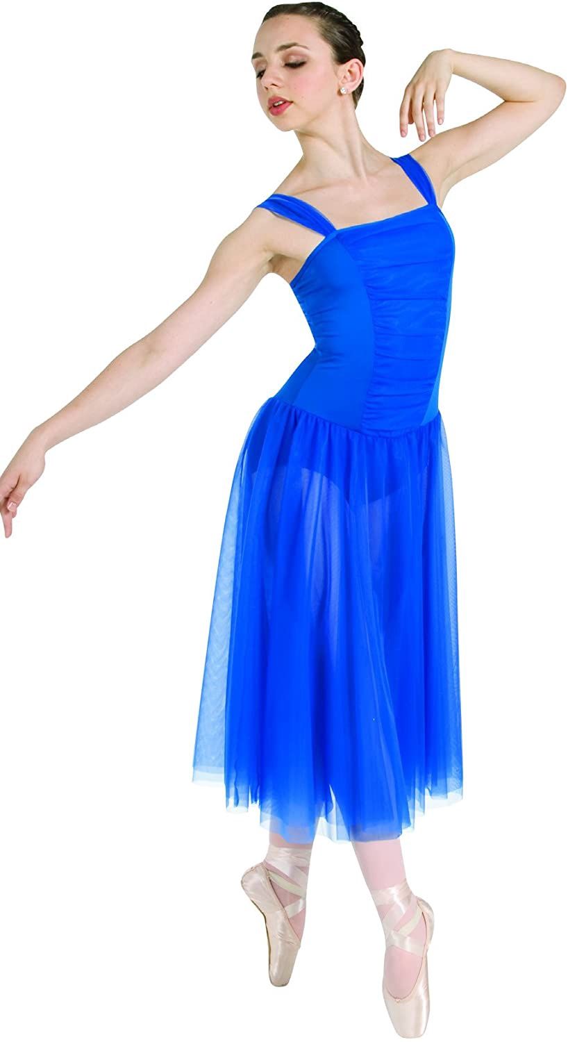 Body Wrappers Classic Chiffon Dress Blue Medium