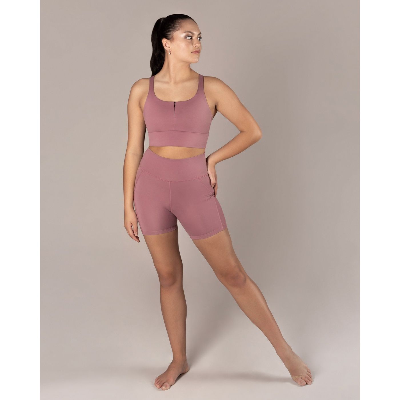 Energetiks Elysia Zip Crop Top Mauve Haze S