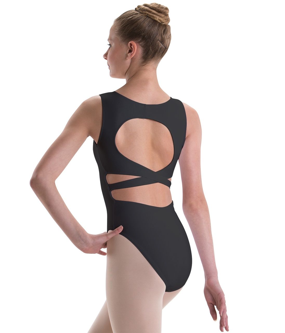 Motionwear Pinch front Circle Cross Leotard 2323 Raspberry Petite Adult