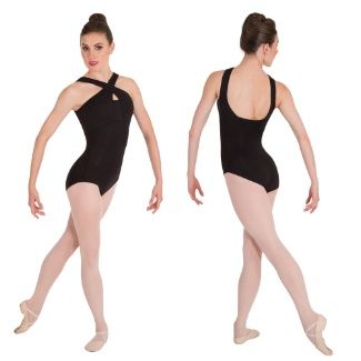 Body Wrappers Crosss Over Neck Leotard P1171 Black XLarge