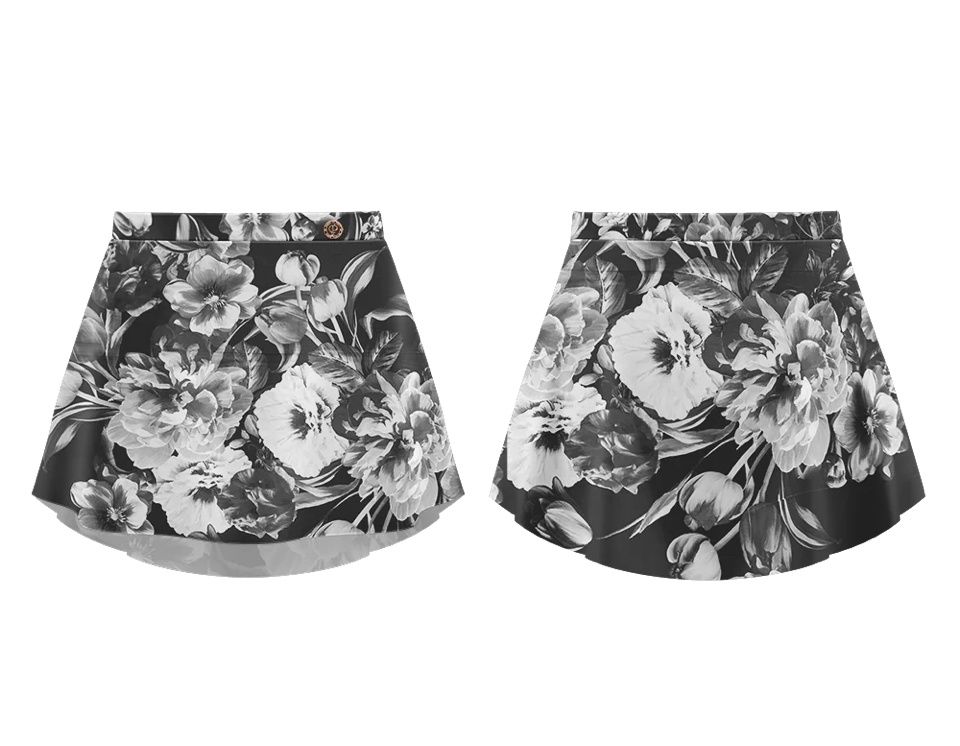 Danse de Paris Patterned Skirt Noir Blanc S/M