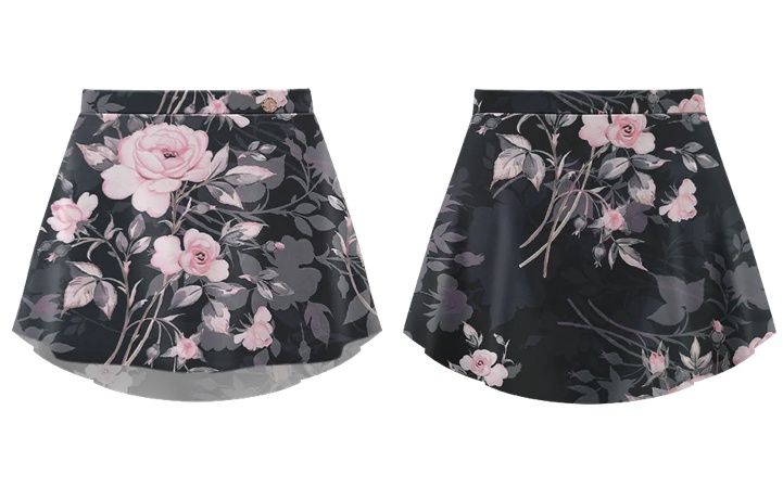 Danse de Paris Patterned Skirt Noir Fleur S/M