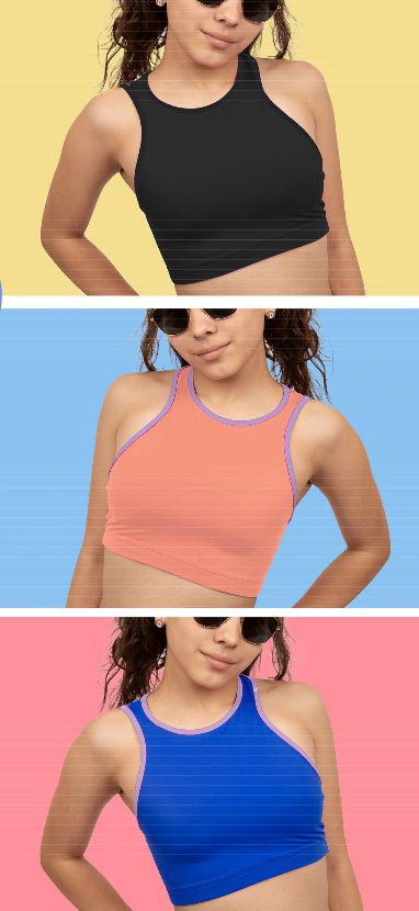 Demi Triangle Back Crop Top DT002 Fuschia/Sky 6-8