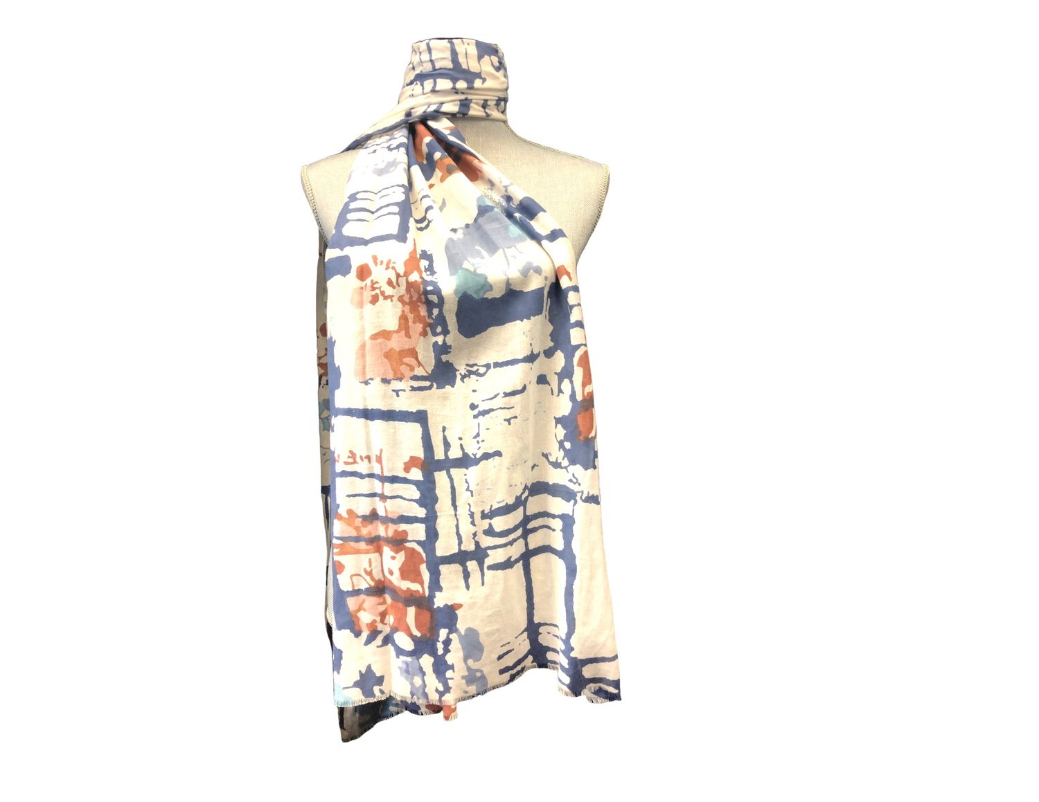 Banaris Fractured Trellis Scarf Navy/Periwinkle