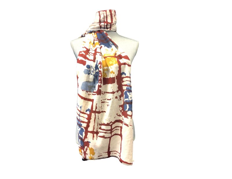 Banaris Fractured Trellis Scarf Maroon/Gold