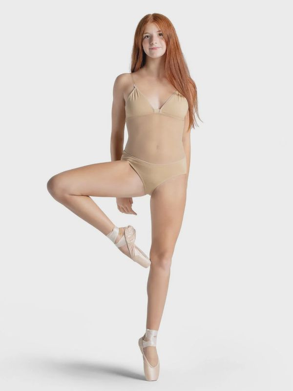 Capezio Plunge Neck Mesh Midriff Leotard - Girls