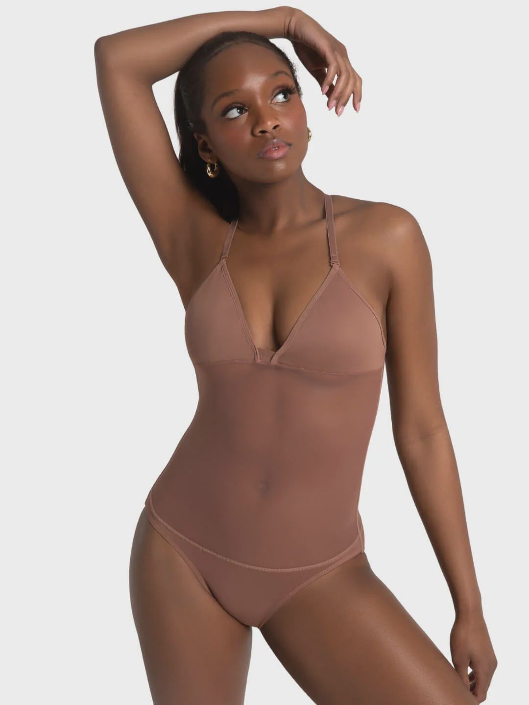 Capezio Plunge Neck Mesh Midriff Leotard - Girls, Colour: Skintone 60, Size: Child Large