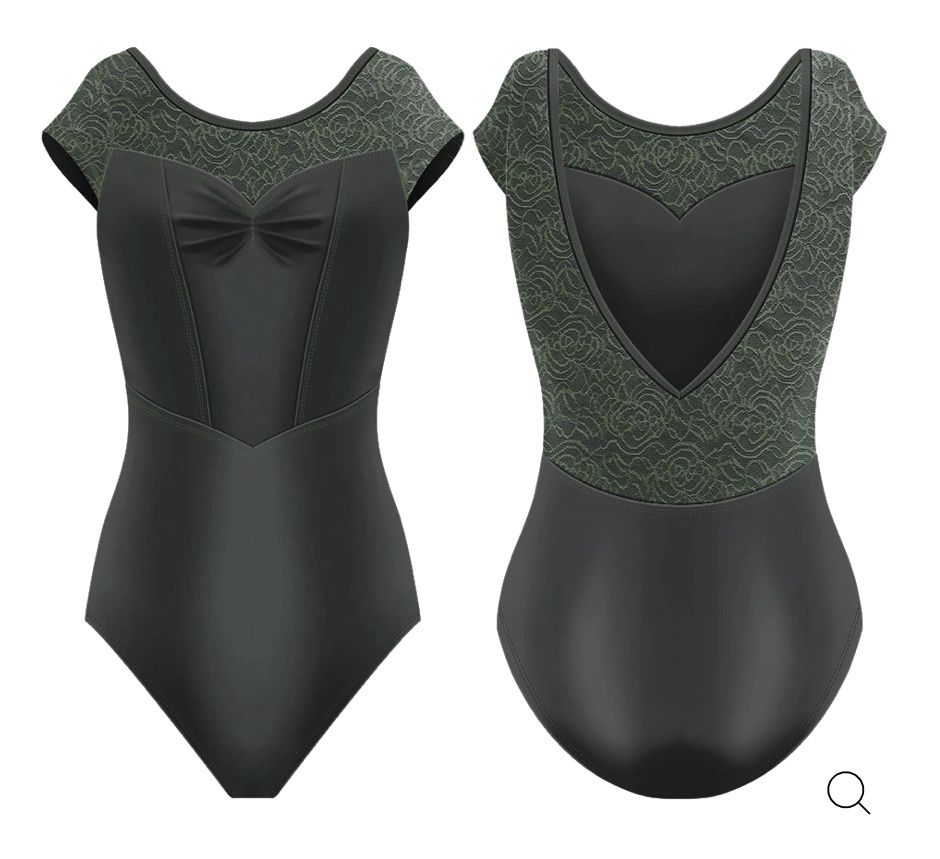 Danse De Paris "Delphine" Cap Sleeve Leotard -Jet Lace