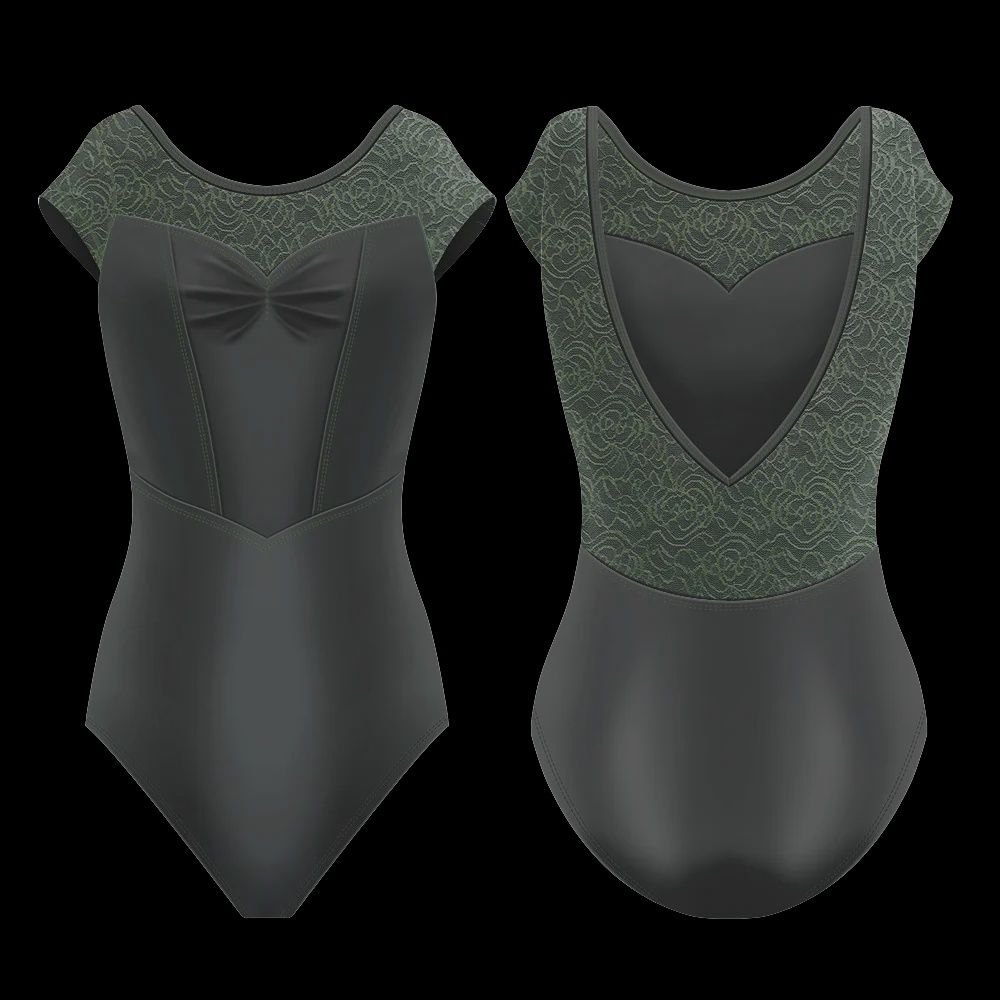 Danse De Paris "Delphine" Cap Sleeve Leotard - Moss, Colour: Moss, Size: Adult Medium
