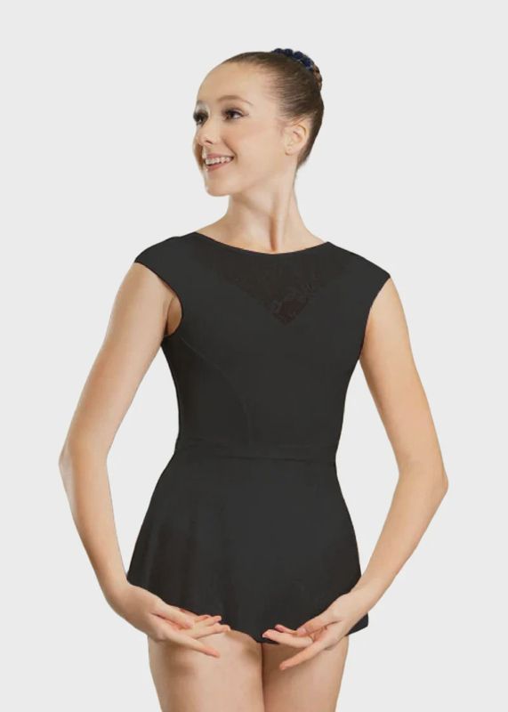Danse de Paris "Mirabelle" Cap Sleeve Leotard - Ebony Lace