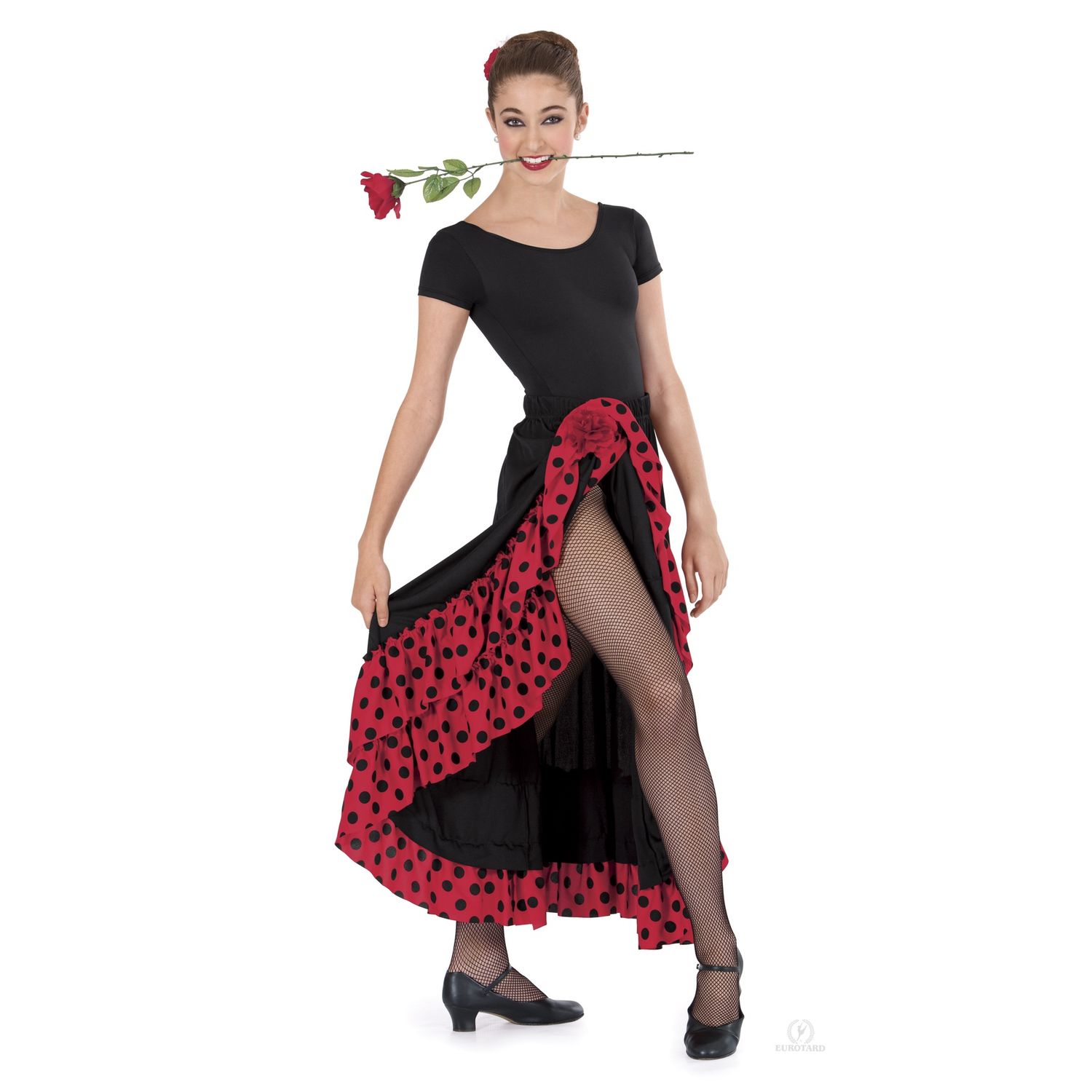 Eurotard "Flamenco Skirt" Red with Dots, Size: Adult Small