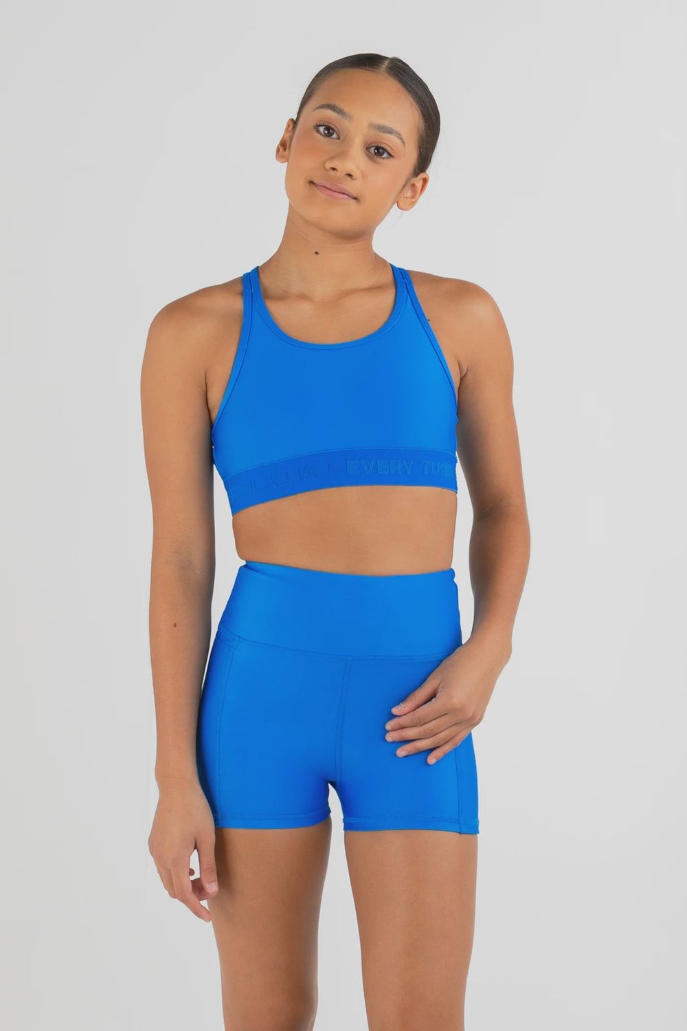 Every Turn "Base" Crop/Bra Top, Colour: Atlantic Blue, Size: Child 10