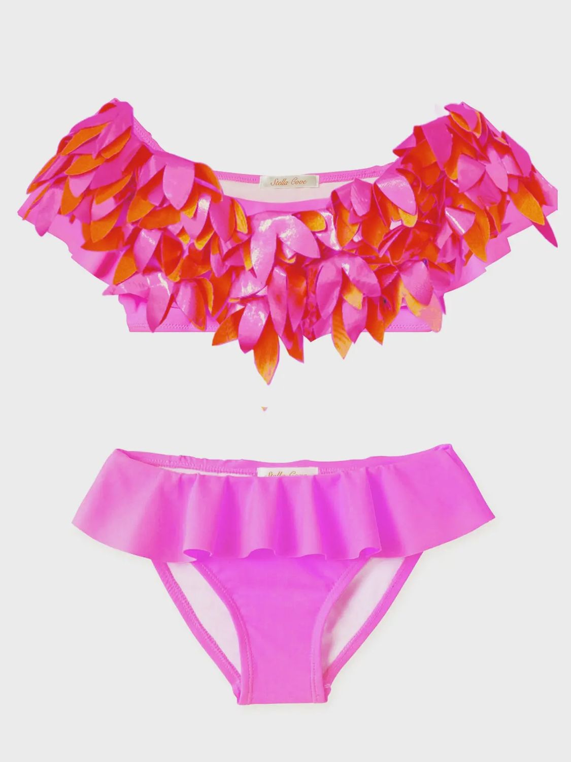 Stella Cove Neon Pink Ruffle Bikini, Colour: Neon Pink, Size: Child 6