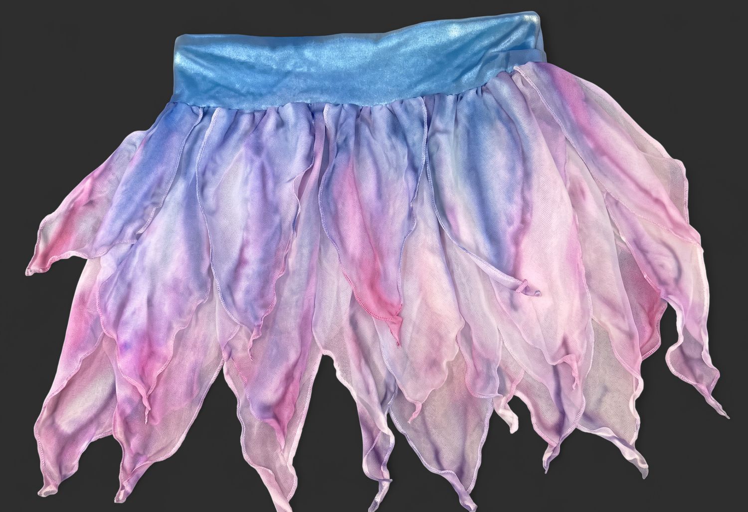 Watercolour double Handkerchief skirt Blue/Purple/Lavender/pink ombre M