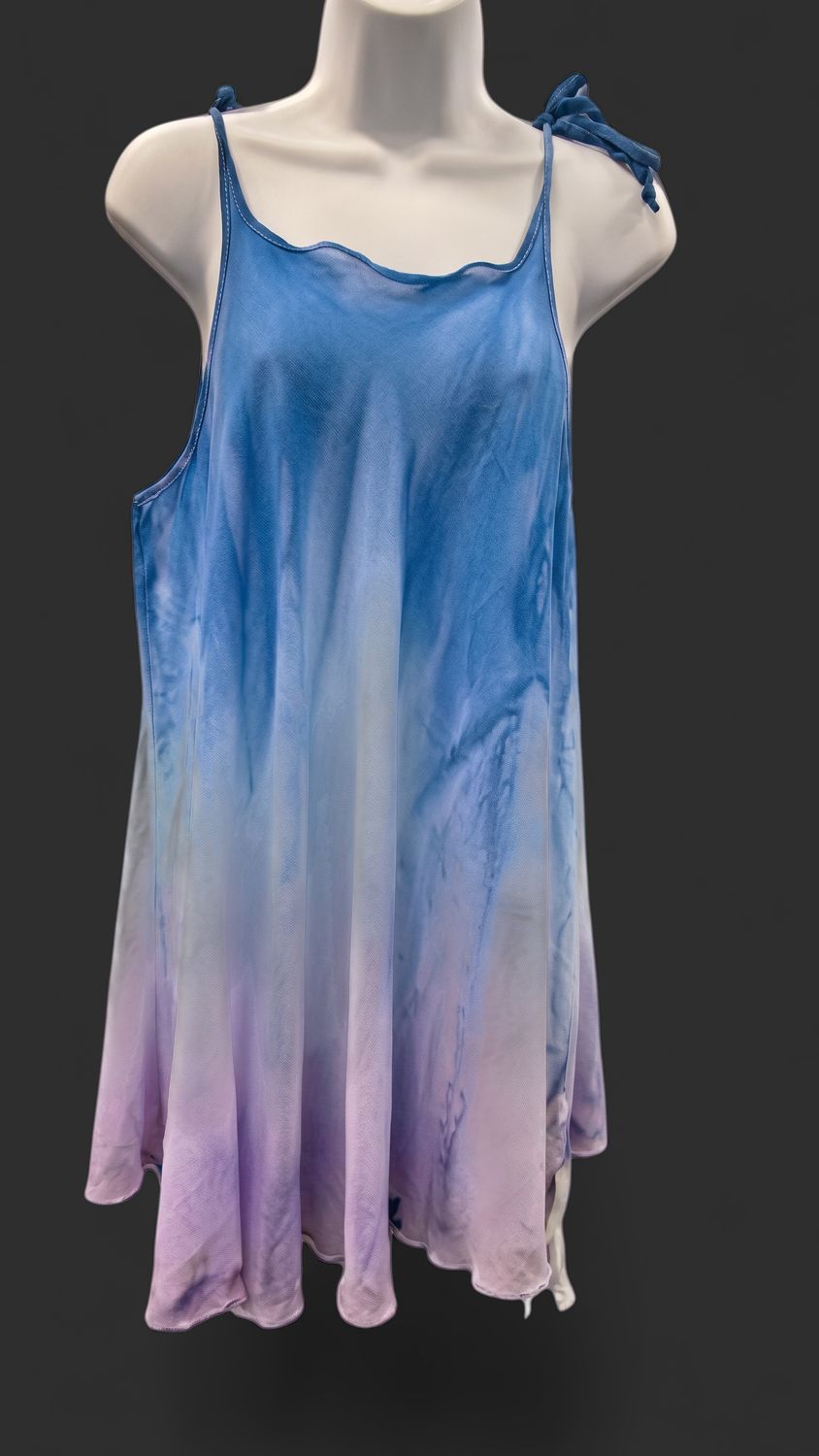 WaterColour Tie Shoulder Dress Blue Ombre
