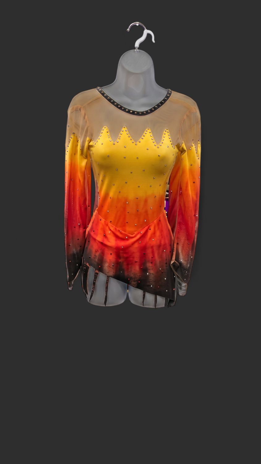 Watercolour Costume Rhinestones Nude/Yellow/Orange/Red/Black Ombre P