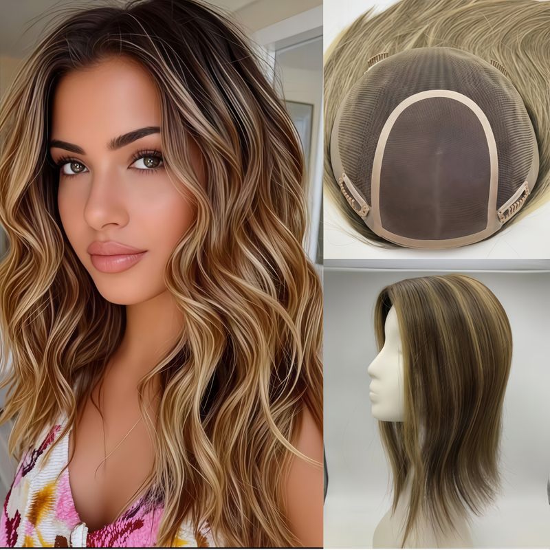 M05 Mono Top 7.5*8” Straight Chinese Remy Hair Topper | Lightweight &amp;  Breathable Volumizing Product for Thinning Hair