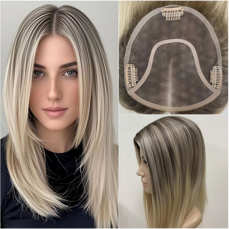 M07 Mono Top 6*6.5" Straight Chinese Remy Hair Topper | Breathable Volumizer for Thinning Hair