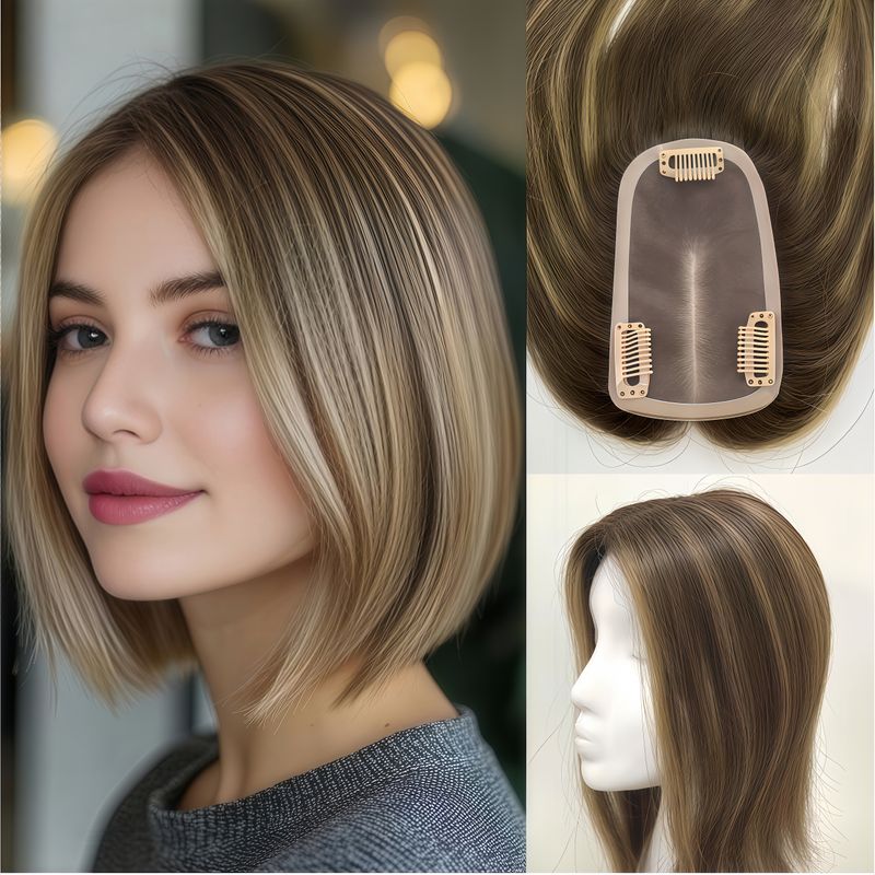 M08 Mono Top 3*5" Straight Chinese Remy Hair Topper | Lightweight Volumizer for Thinning Hair