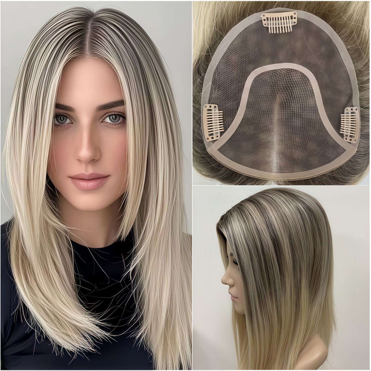 M07 Mono Top 6*6.5" Straight Chinese Remy Hair Topper | Breathable Volumizer for Thinning Hair