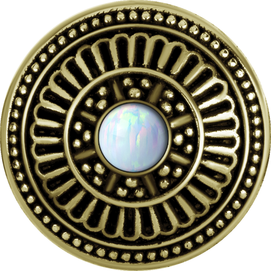 Brass Mandala Spool Weights With Big Synthetic Opal Inlay Brass Mandala Spool Weights With Big Synthetic Opal Inlay