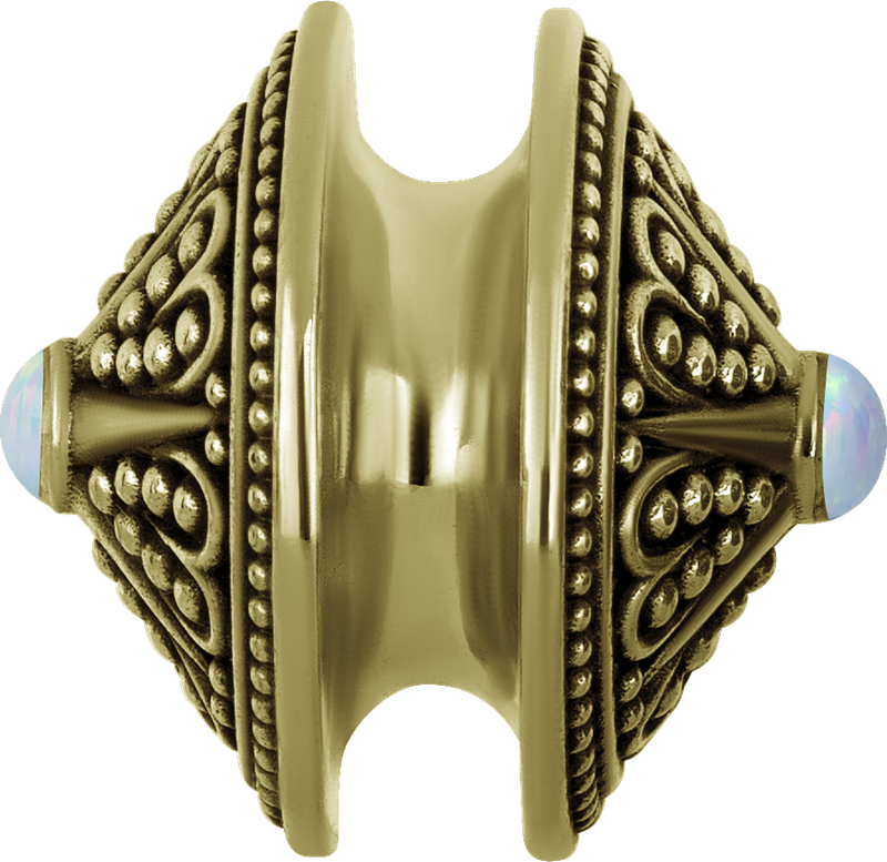 Brass Mandala Spool Weights With Small Synthetic Opal Inlay