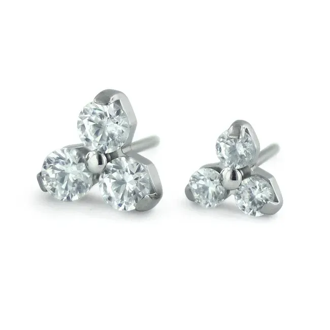 Neometal Threadless Trinity -  White CZ