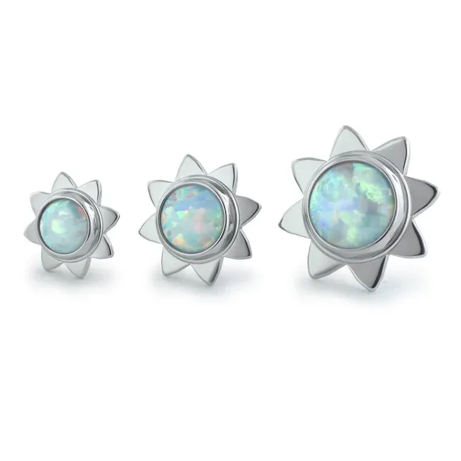 Neometal Threadless Bezel Set Cabochon Sun - White Opal