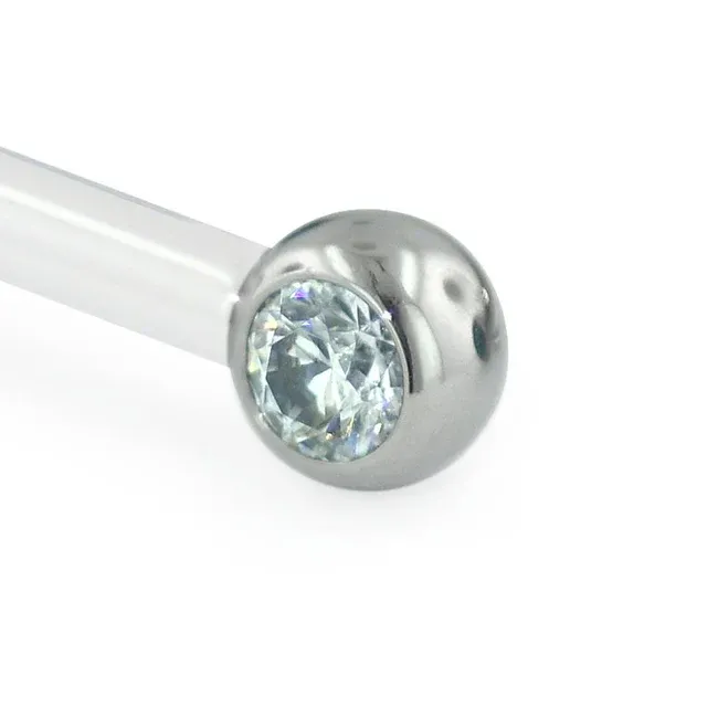 Neometal Threadless Side Set Gem - Facetted Gem White CZ