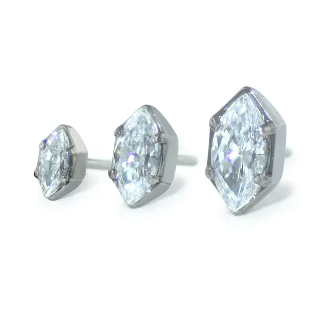 Neometal Threadless Marquise Prong Set Facetted Gem - White CZ