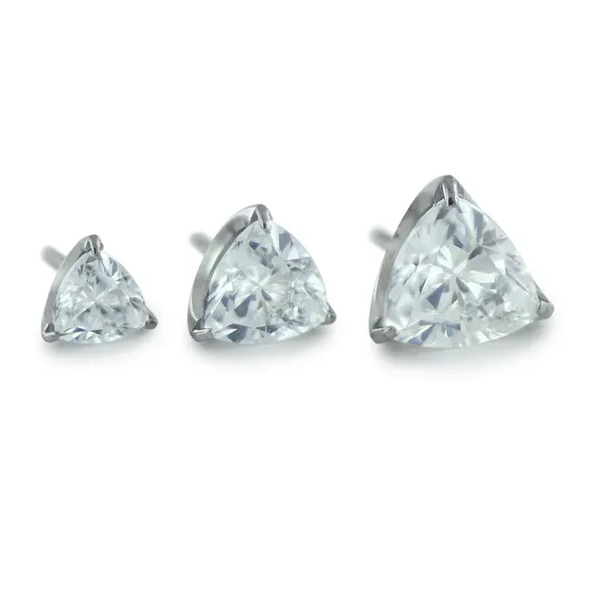 Neometal Threadless Trillion Prong Set Facetted Gem - White CZ