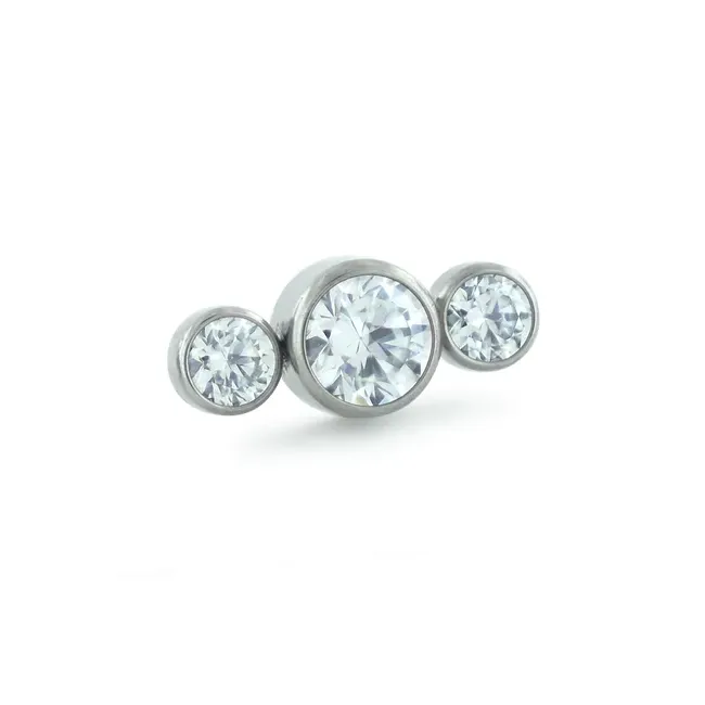 Neometal Threadless 3 Gem Cluster Straight -  White CZ