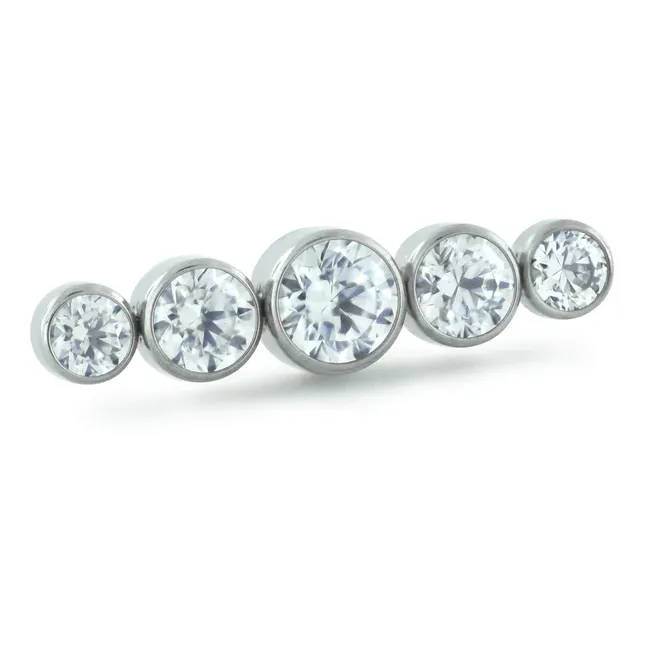 Neometal Threadless 5 Gem Cluster Straight -  White CZ