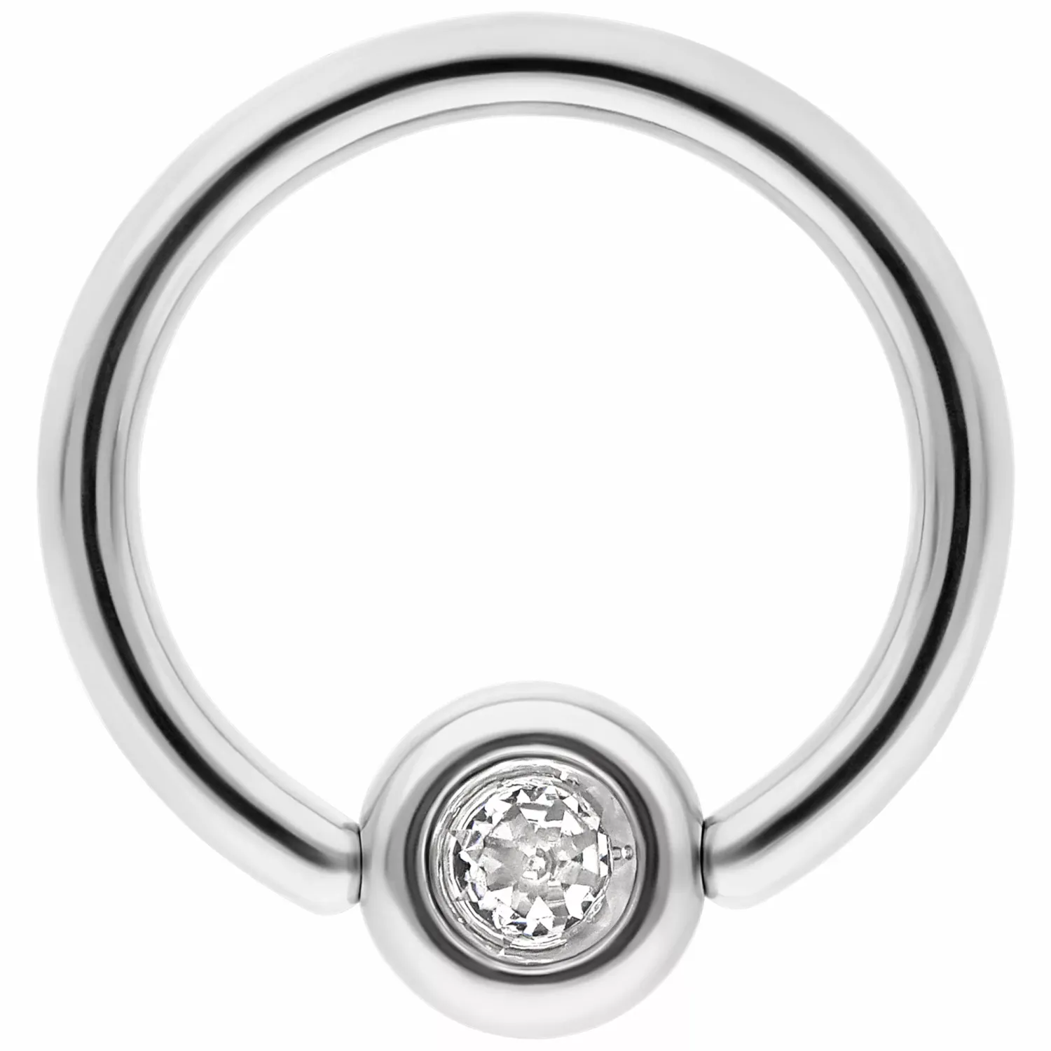 Titanium Jewelled Medi Flat Back Ring - White CZ Titanium Jewelled Medi Flat Back Ring - White CZ