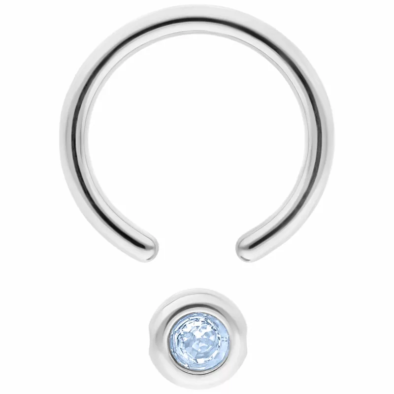 Titanium Jewelled Medi Flat Back Ring - Light Blue CZ