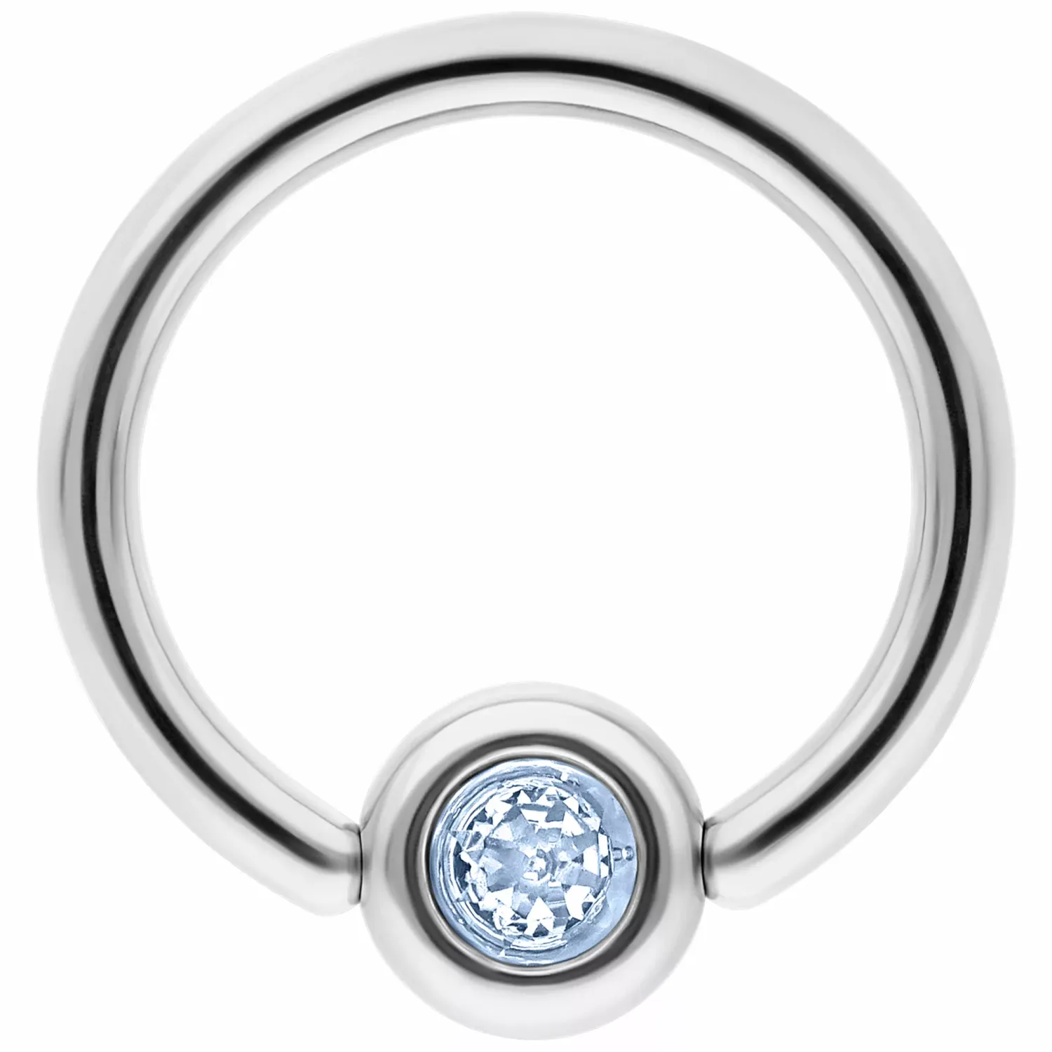 Titanium Jewelled Medi Flat Back Ring - Light Blue CZ
