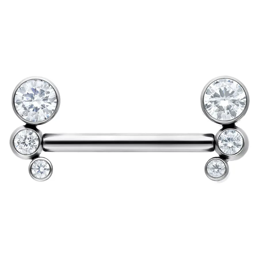 Titanium Threadless Small Gem Curved Cluster Nipple Barbell