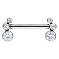 Titanium Threadless Small Gem Curved Cluster Nipple Barbell