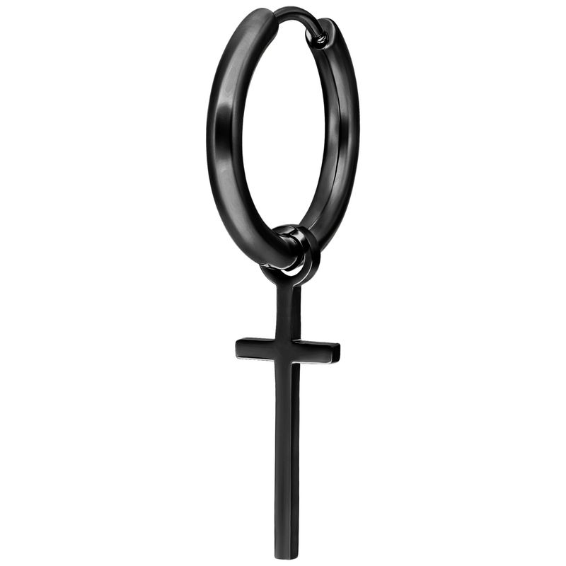 Little Hoops - Black Cross