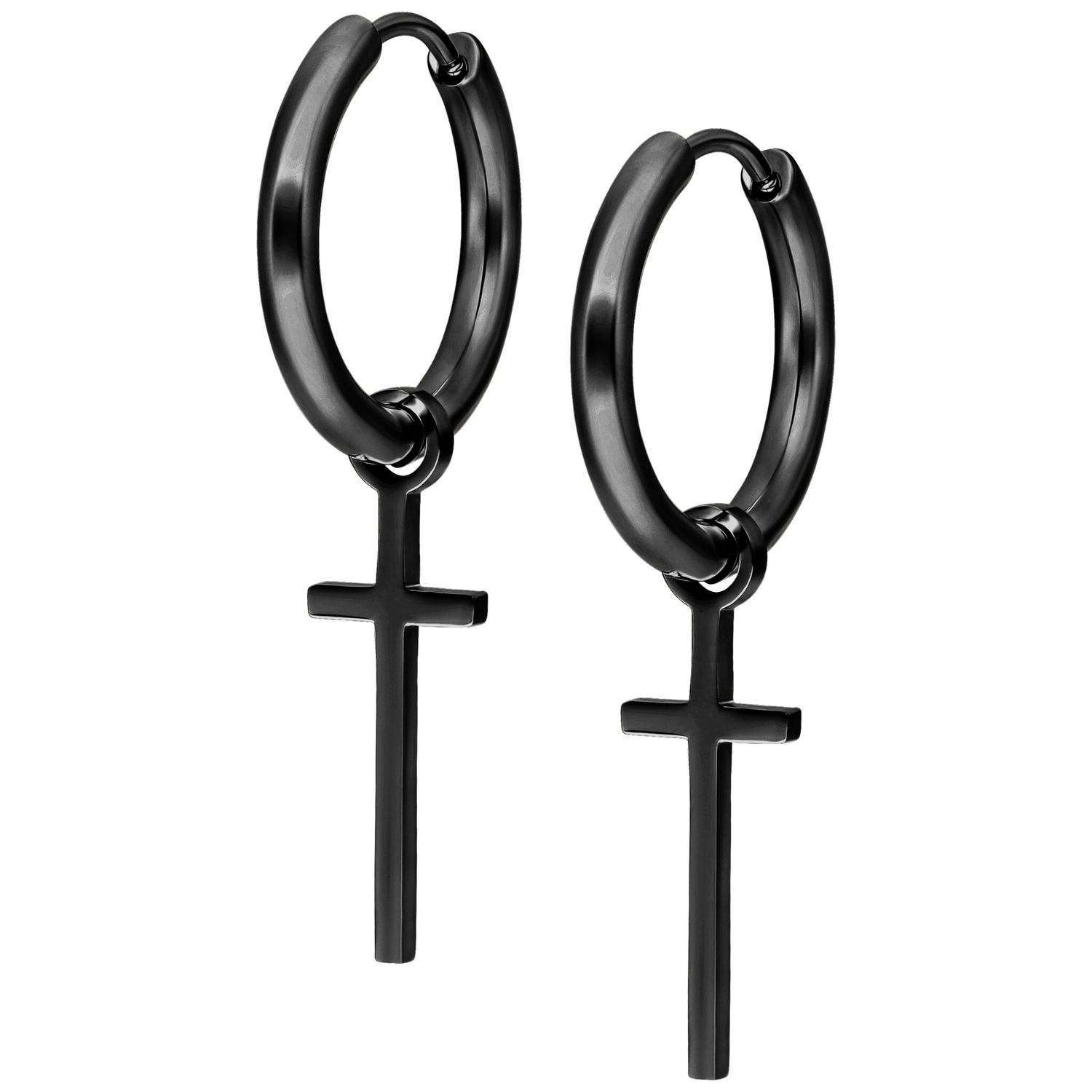 Little Hoops - Black Cross Little Hoops - Black Cross
