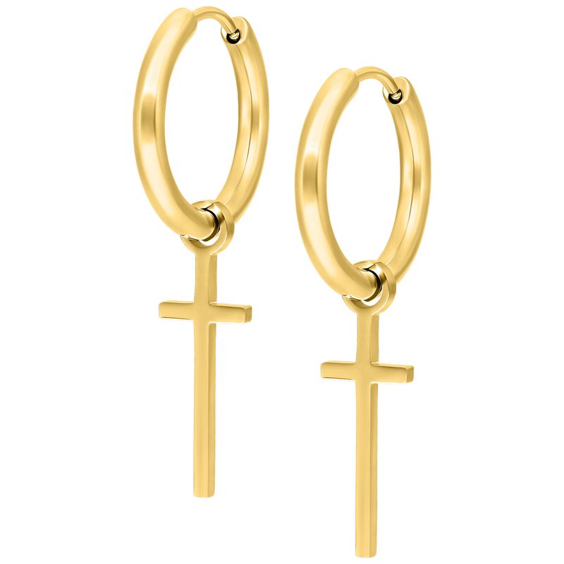 Little Hoops - Gold Cross Little Hoops - Gold Cross