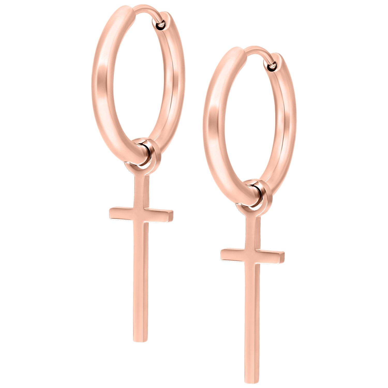 Little Hoops - Rosegold Cross Little Hoops - Rosegold Cross