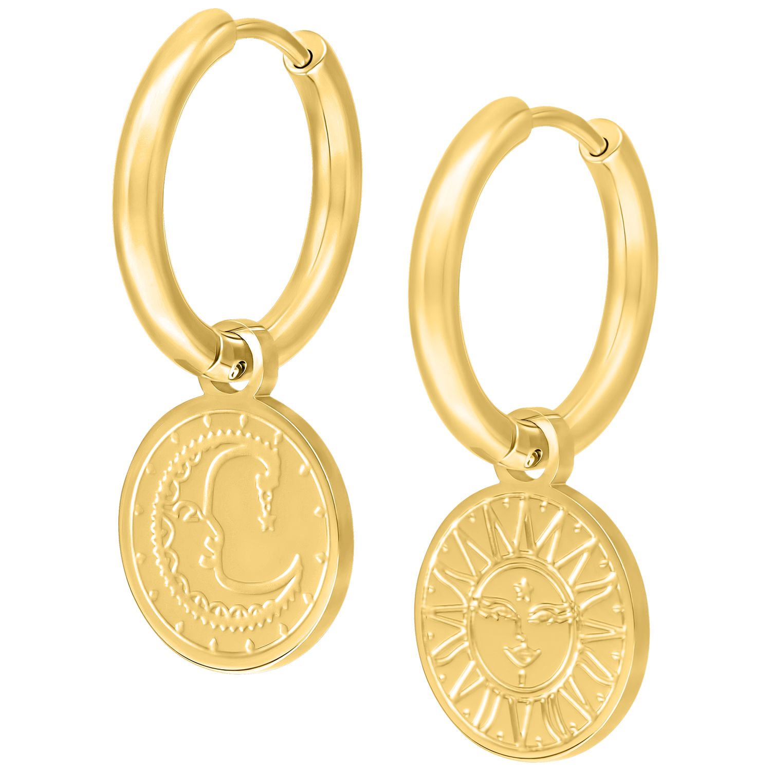 Little Hoops - Gold Sun & Moon Little Hoops - Gold Sun & Moon