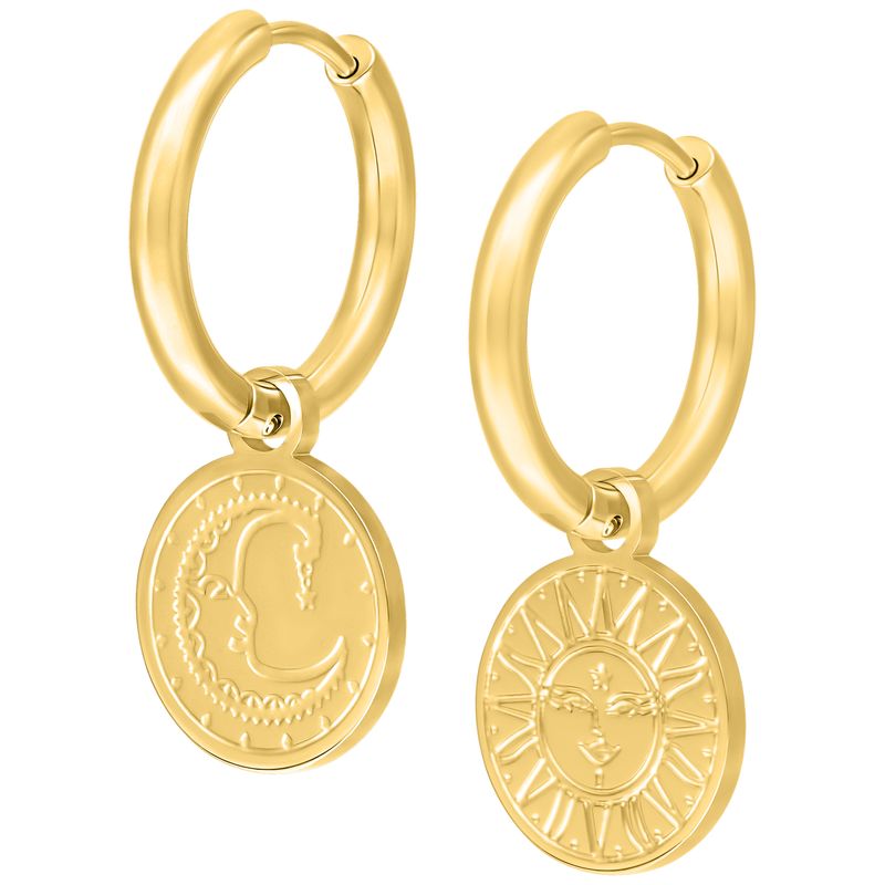 Little Hoops - Gold Sun & Moon Little Hoops - Gold Sun & Moon