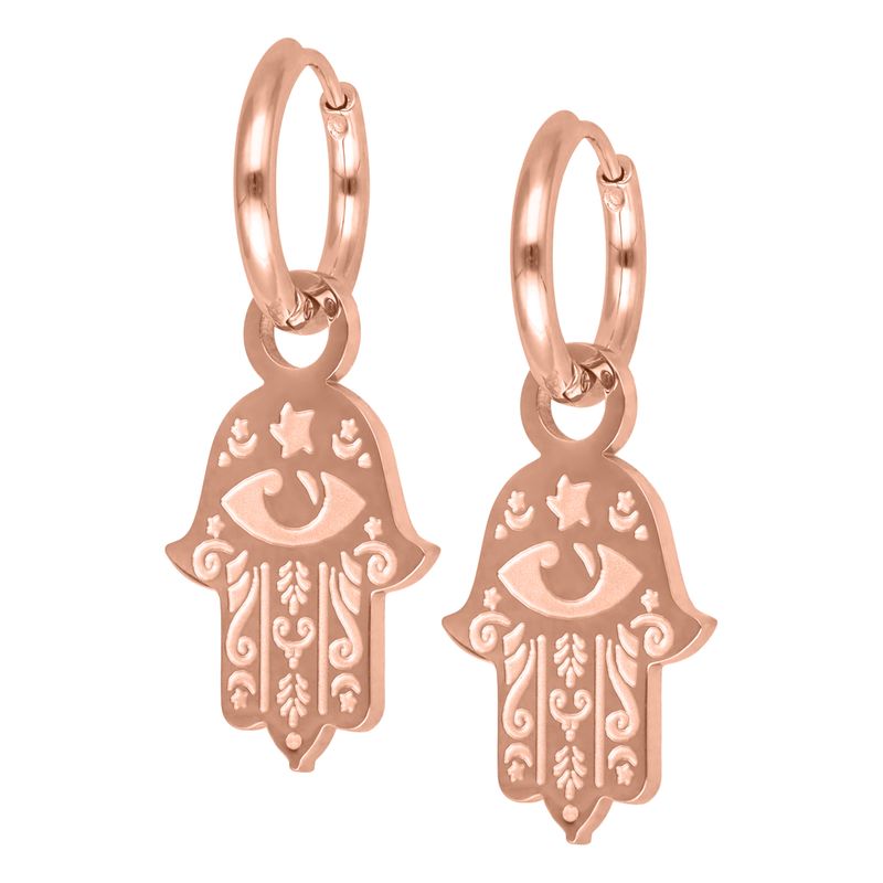 Little Hoops - Rosegold Hamsa Little Hoops - Rosegold Hamsa