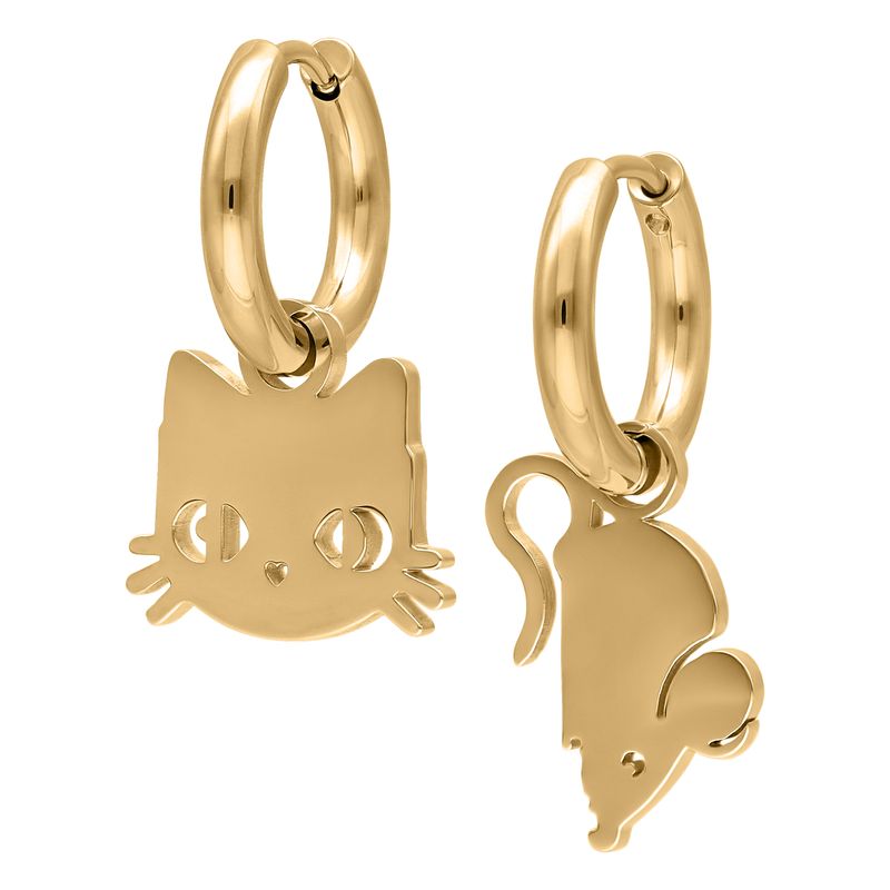 Little Hoops - Gold Cat & Mouse Little Hoops - Gold Cat & Mouse