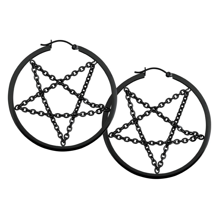 Hoops - Black Pantagram Chain